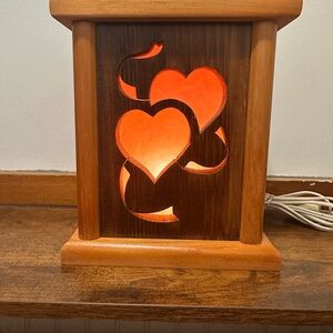 Heart Design Wooden Lamp